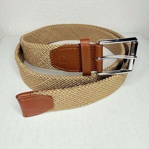 COLE HAAN Tubular Stretch Web Belt Khaki Brown Size 40 35mm F12344